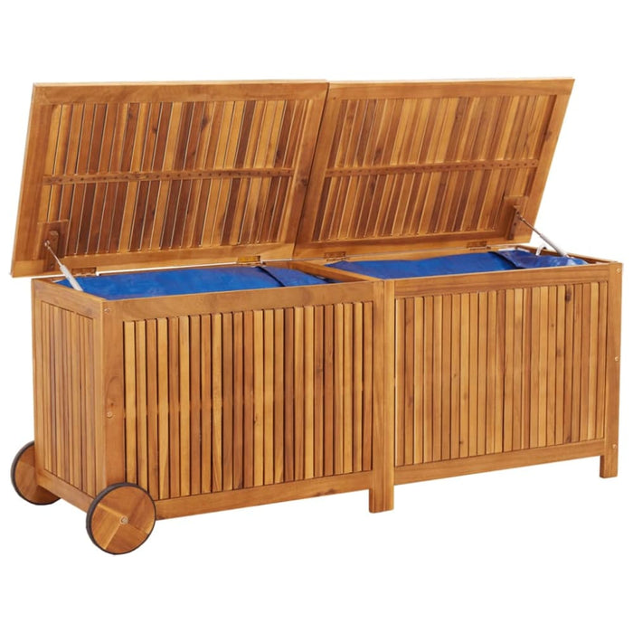 Garden Storage Box with Wheels 150x50x58 Cm Solid Wood