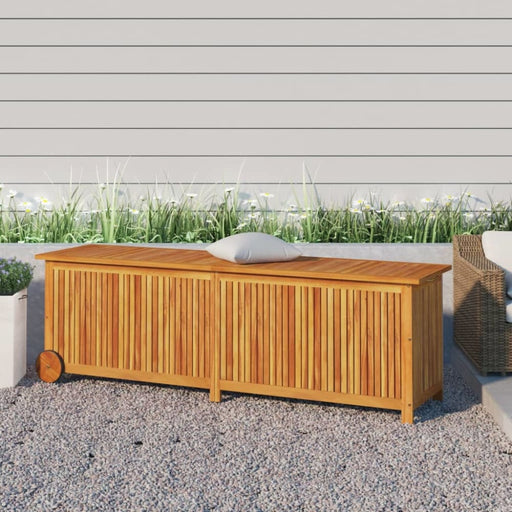 Garden Storage Box with Wheels 150x50x58 Cm Solid Wood