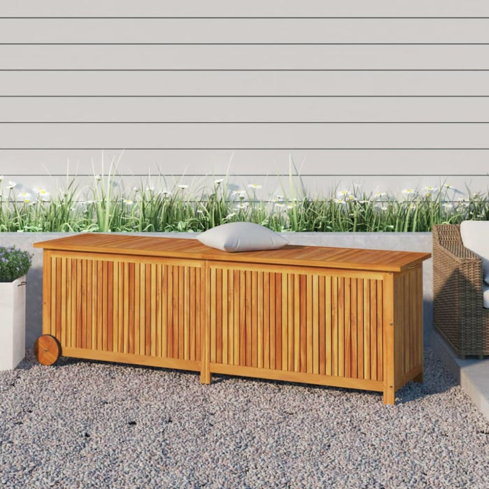 Garden Storage Box with Wheels 150x50x58 Cm Solid Wood