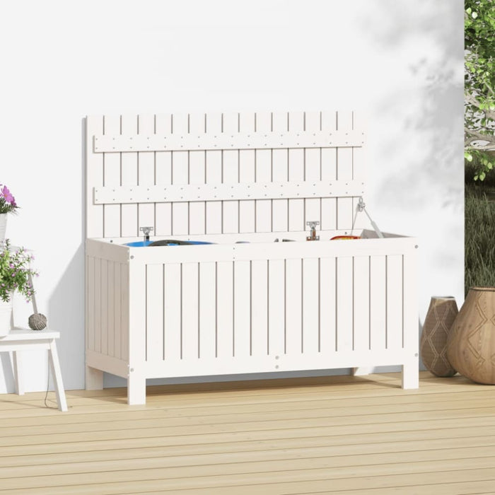 Garden Storage Box White 108x42.5x54 Cm Solid Wood Pine