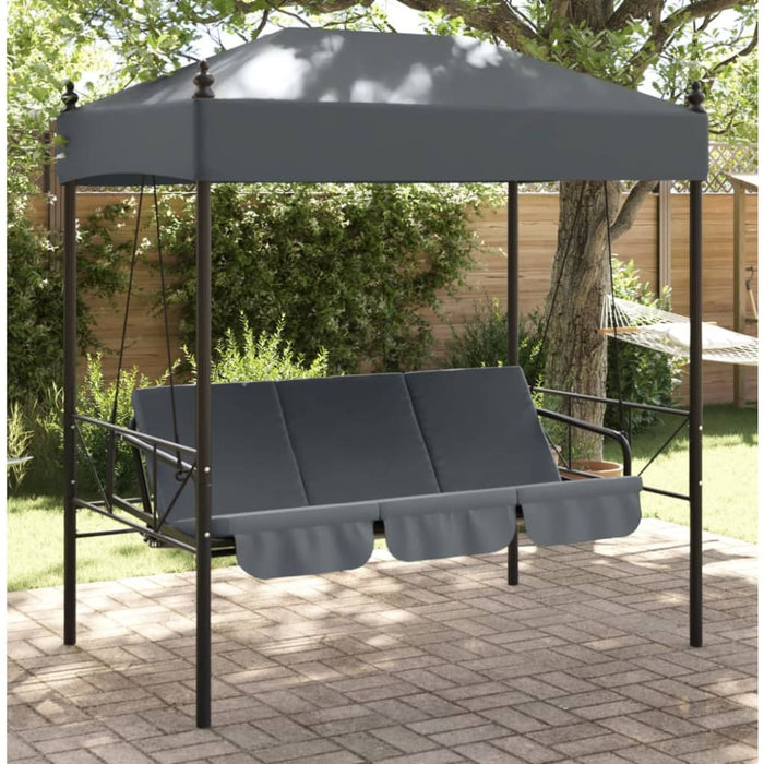 Garden Swing Bench With Canopy Dark Grey steel Abbnkbo