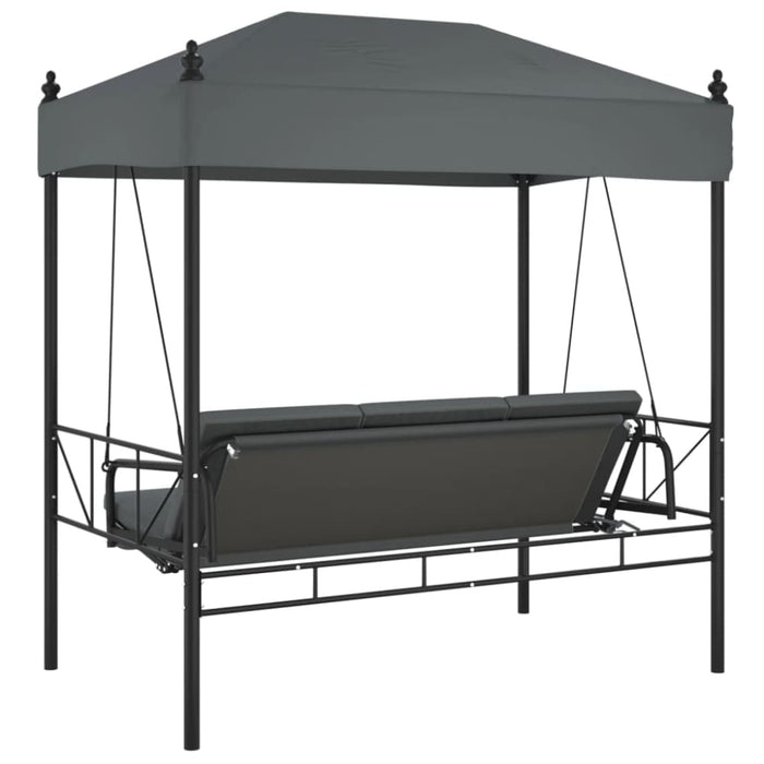 Garden Swing Bench With Canopy Dark Grey steel Abbnkbo