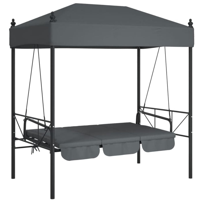 Garden Swing Bench With Canopy Dark Grey steel Abbnkbo