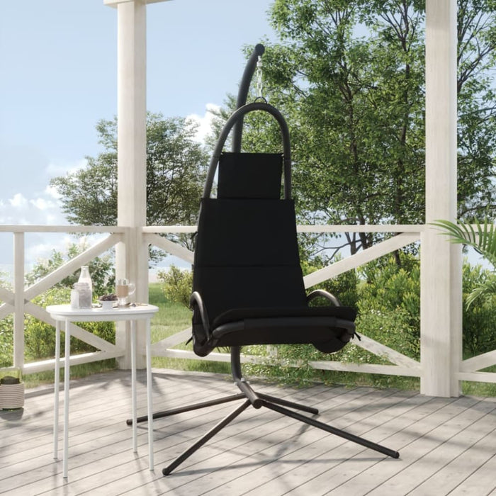 Garden Swing Chair with Cushion Black Oxford Fabric