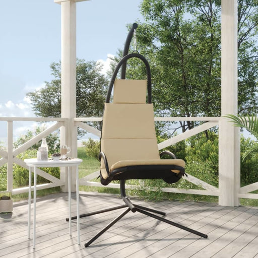 Garden Swing Chair With Cushion Cream Oxford Fabric