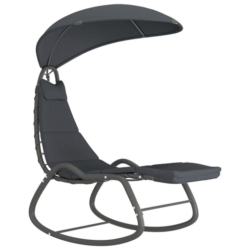 Garden Swing Chair Grey 160x80x195 Cm Fabric Anooa