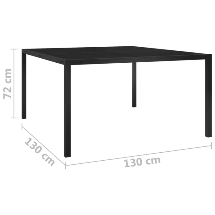 Garden Table 130x130x72 Cm Black Steel and Glass Totbkk