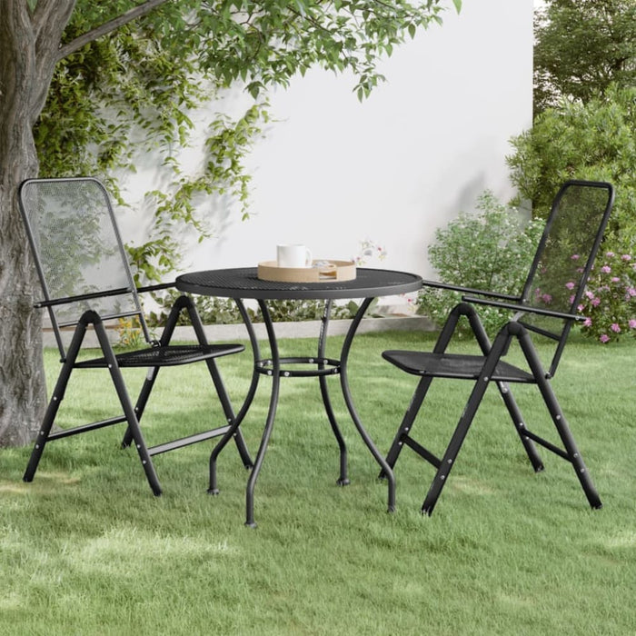 Garden Table ø80x72 Cm Expanded Metal Mesh Anthracite Toitat