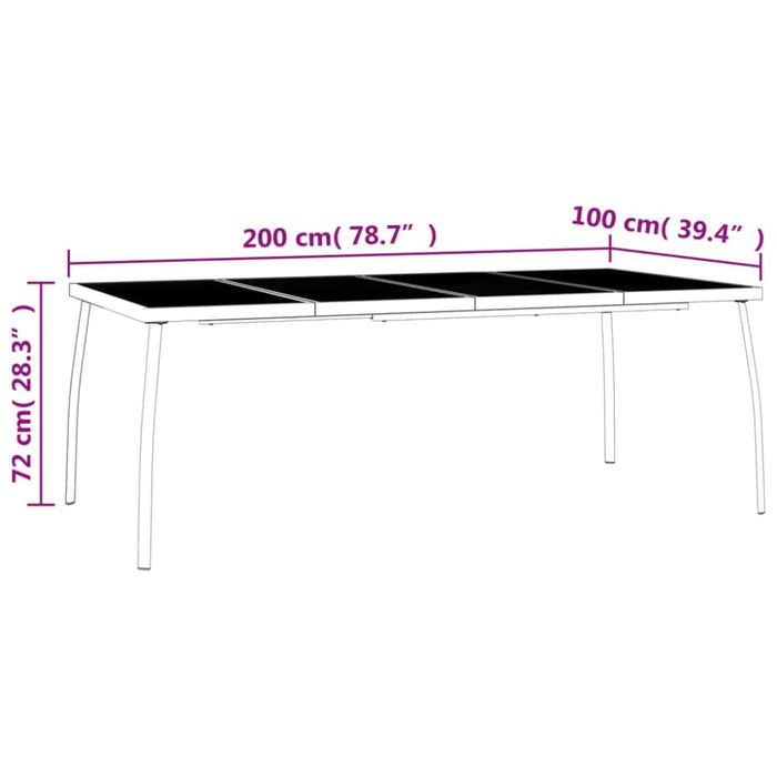 Garden Table Anthracite 200x100x72 Cm Steel Mesh Tlxitp