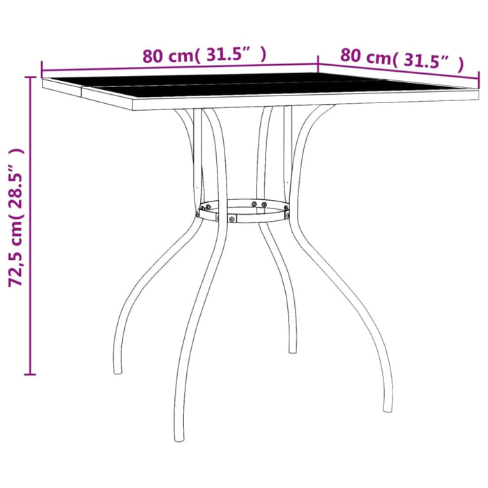 Garden Table Anthracite 80x80x72.5 Cm Steel Mesh Tlxito