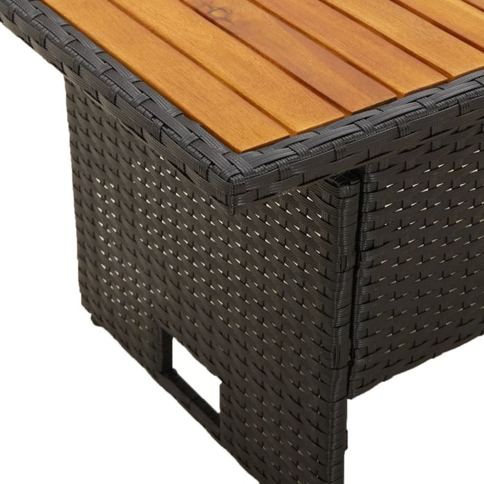 Garden Table Black 100x50x43/63 Cm Solid Wood Acacia&poly