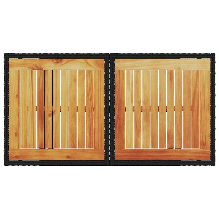 Garden Table Black 100x55x73 Cm Poly Rattan And Acacia Wood