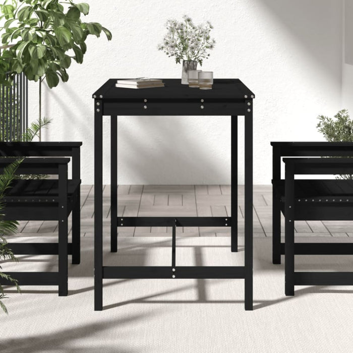 Garden Table Black 121x82.5x110 Cm Solid Wood Pine Nxabkx