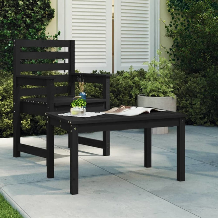 Garden Table Black 82.5x50.5x45 Cm Solid Wood Pine Nxaooi