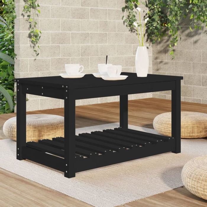 Garden Table Black 82.5x50.5x45 Cm Solid Wood Pine Nxaotn
