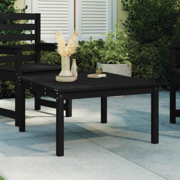 Garden Table Black 82.5x82.5x45 Cm Solid Wood Pine Nxaoxa