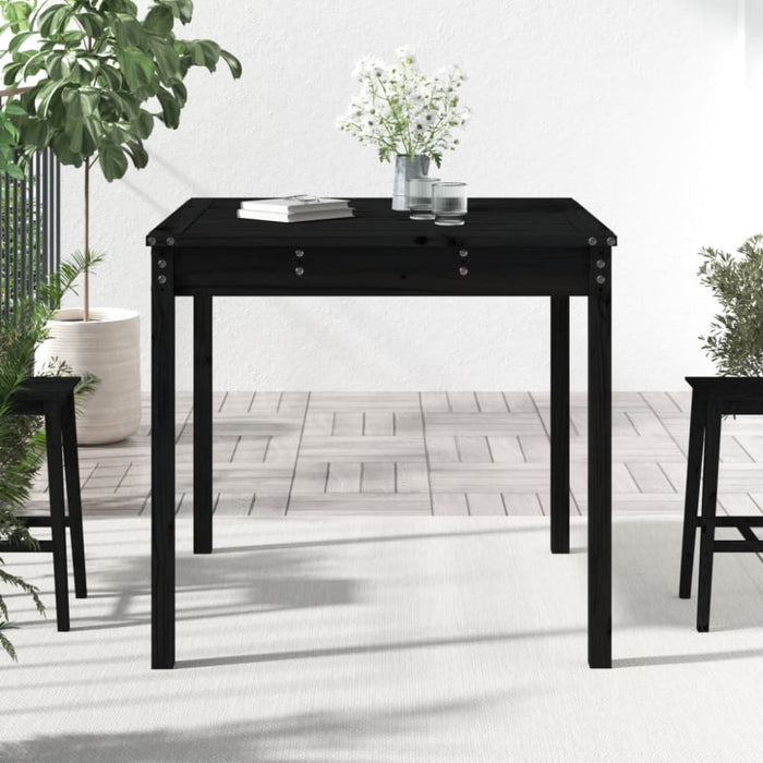 Garden Table Black 82.5x82.5x76 Cm Solid Wood Pine Nxtkll
