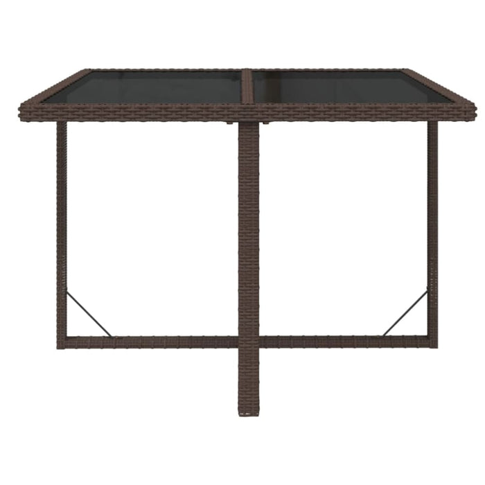 Garden Table Brown 109x107x74 Cm Poly Rattan and Glass