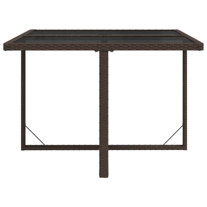Garden Table Brown 109x107x74 Cm Poly Rattan and Glass