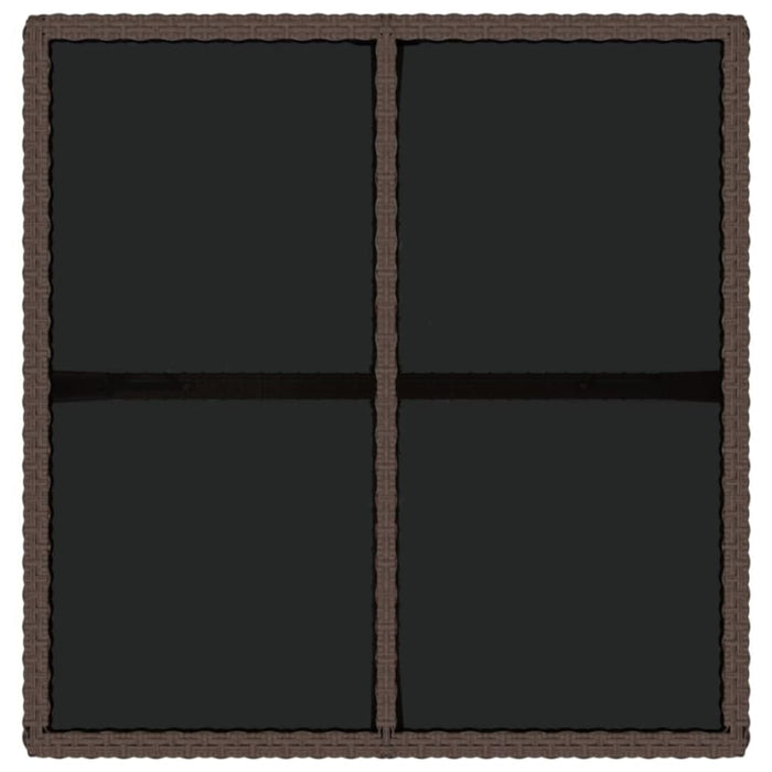 Garden Table Brown 109x107x74 Cm Poly Rattan and Glass