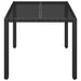 Garden Table with Glass Top Black 90x90x75 Cm Poly Rattan