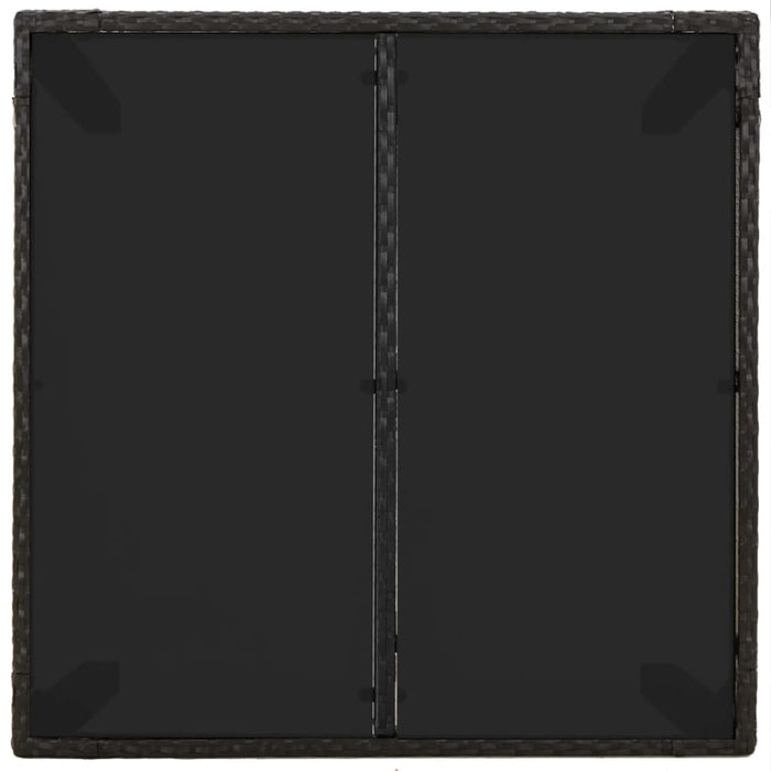 Garden Table with Glass Top Black 90x90x75 Cm Poly Rattan