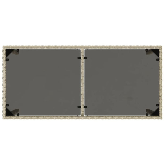 Garden Table with Glass Top Light Grey 115x54x74 Cm Poly