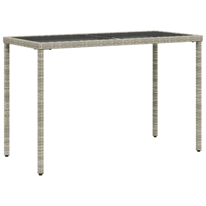 Garden Table with Glass Top Light Grey 115x54x74 Cm Poly