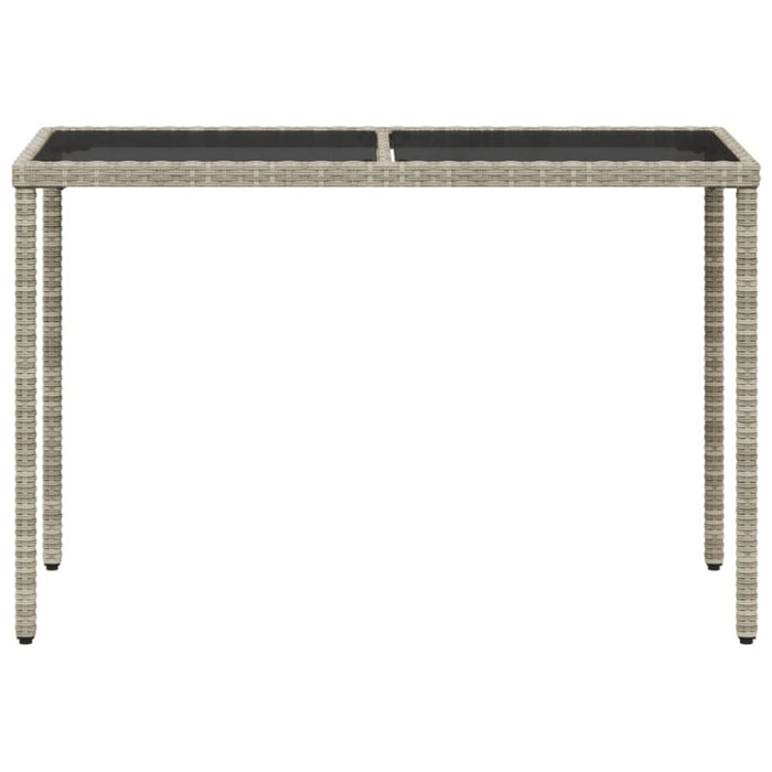 Garden Table with Glass Top Light Grey 115x54x74 Cm Poly