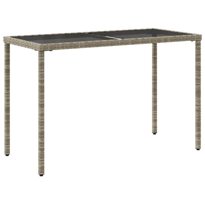 Garden Table with Glass Top Light Grey 115x54x74 Cm Poly