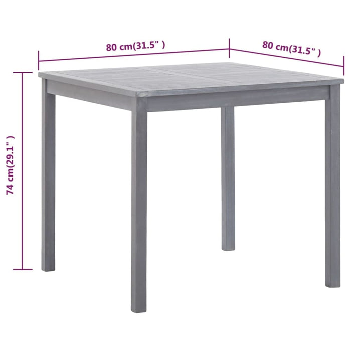 Garden Table Grey 80x80x74 Cm Solid Acacia Wood Altxa