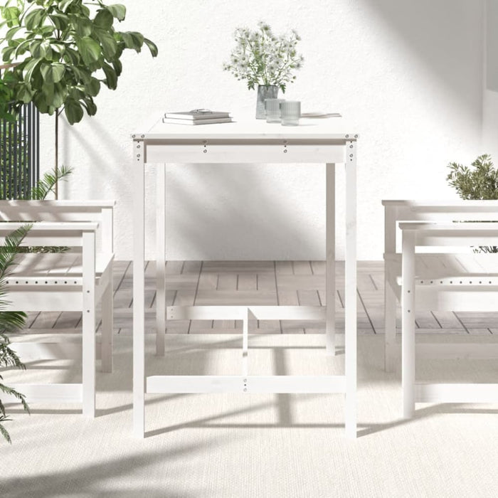 Garden Table White 121x82.5x110 Cm Solid Wood Pine Nxabnk
