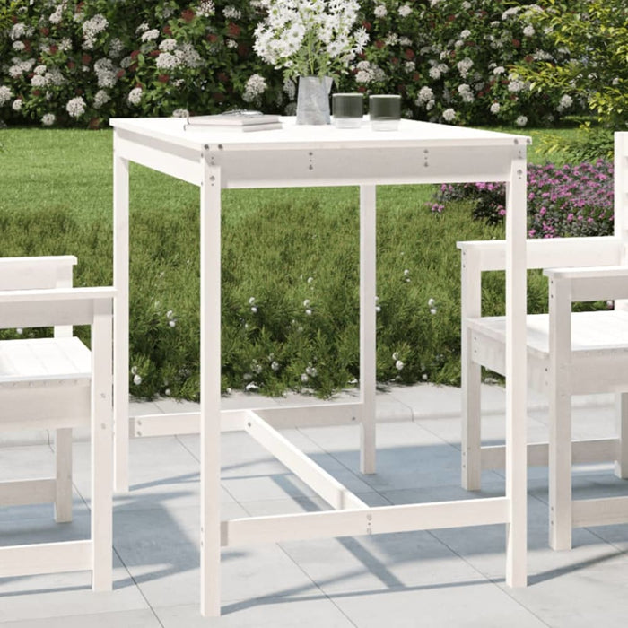 Garden Table White 121x82.5x110 Cm Solid Wood Pine Nxabnk