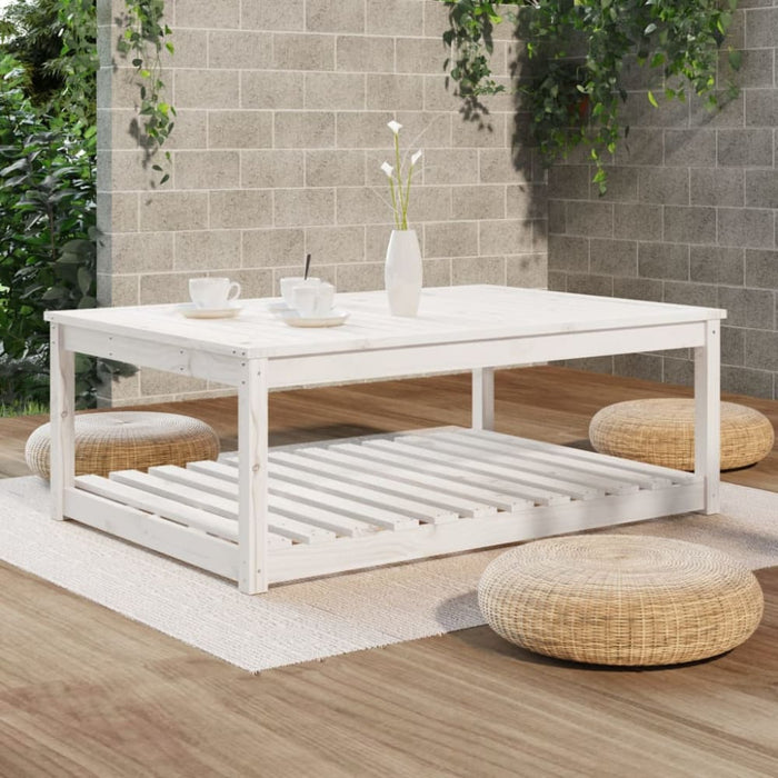 Garden Table White 121x82.5x45 Cm Solid Wood Pine Nxaoak