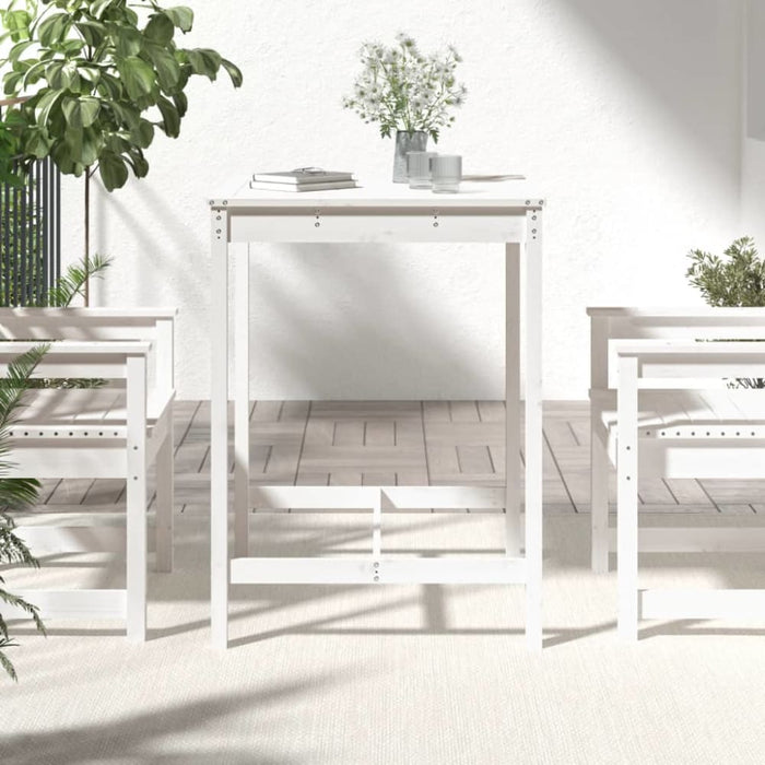 Garden Table White 82.5x82.5x110 Cm Solid Wood Pine Nxabnx