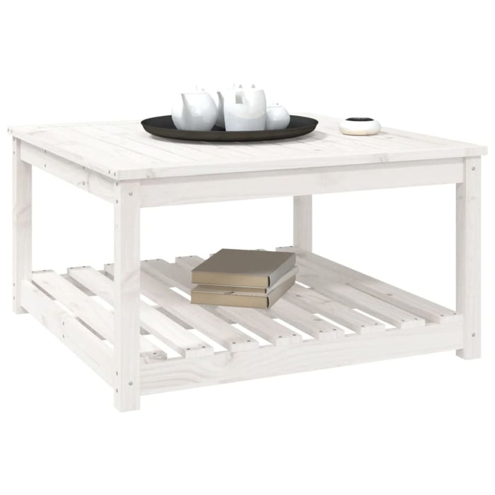 Garden Table White 82.5x82.5x45 Cm Solid Wood Pine Nxaoax