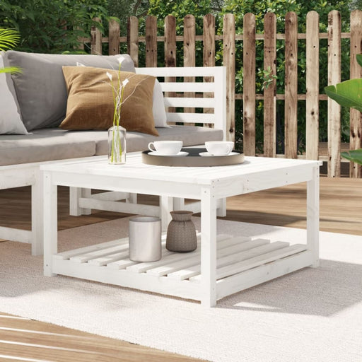 Garden Table White 82.5x82.5x45 Cm Solid Wood Pine Nxaoax