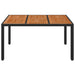 Garden Table with Wooden Top Black 150x90x75 Cm Poly Rattan