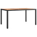 Garden Table with Wooden Top Black Poly Rattan&solid Wood