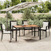 Garden Table with Wooden Top Black Poly Rattan&solid Wood