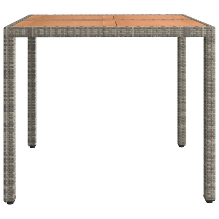 Garden Table with Wooden Top Grey Poly Rattan&solid Wood