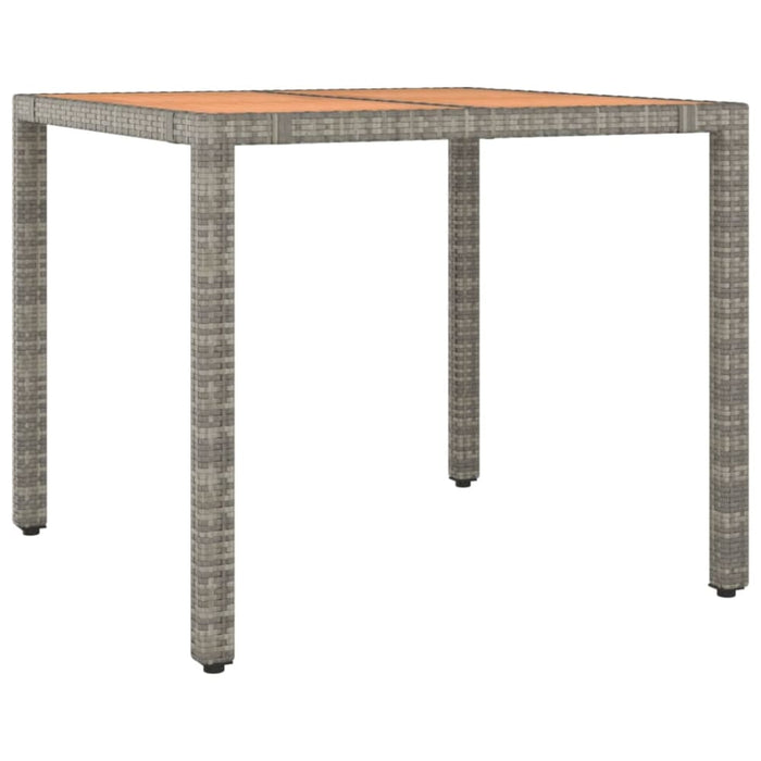 Garden Table with Wooden Top Grey Poly Rattan&solid Wood