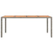 Garden Table with Wooden Top Grey Poly Rattan&solid Wood