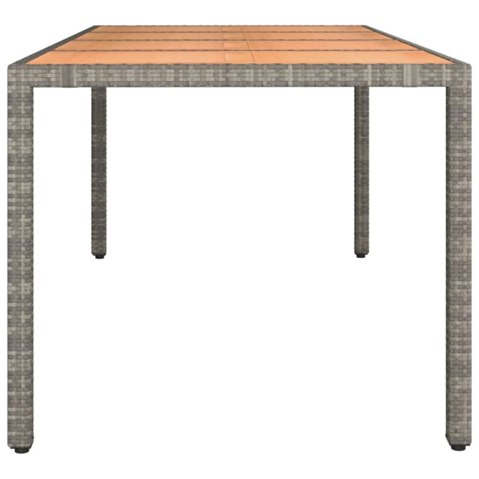 Garden Table with Wooden Top Grey Poly Rattan&solid Wood