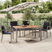 Garden Table with Wooden Top Grey Poly Rattan&solid Wood