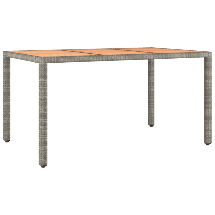 Garden Table with Wooden Top Grey Poly Rattan&solid Wood