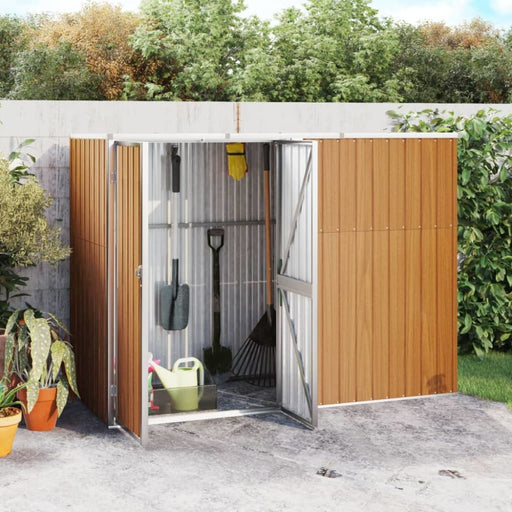 Garden Tool Shed Brown 225x89x161 Cm Galvanised Steel Tolxol
