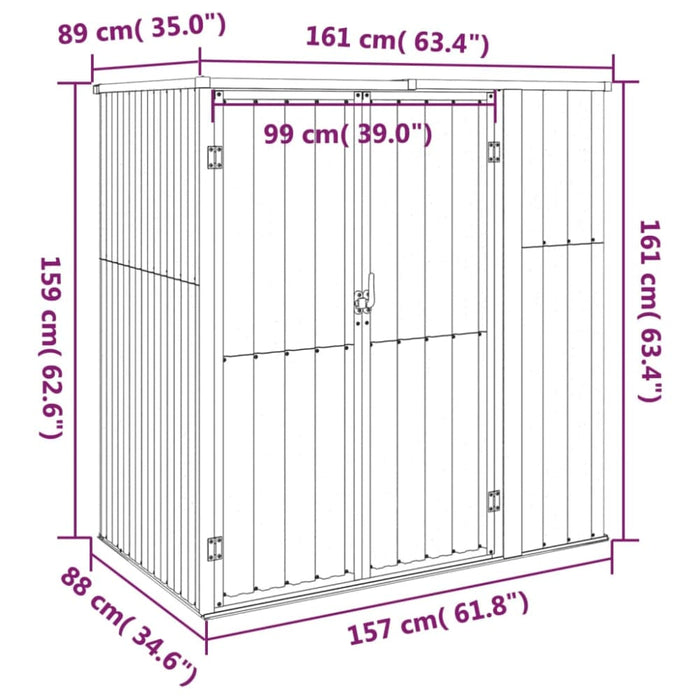 Garden Tool Shed Grey 161x89x161 Cm Galvanised Steel Tolxob