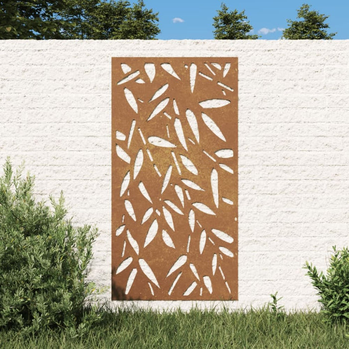 Garden Wall Decoration 105x55 Cm Corten Steel Bamboo Leaf