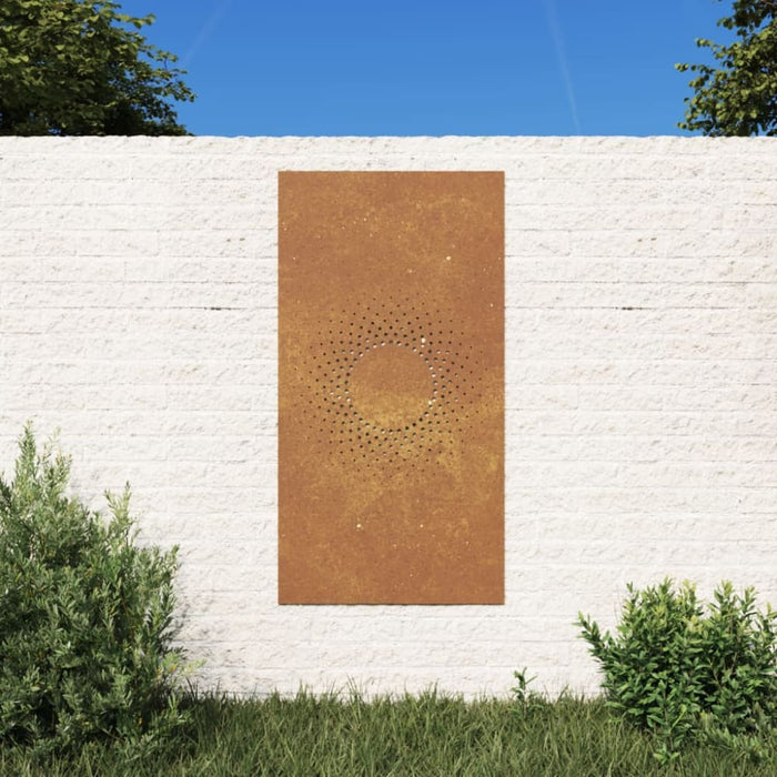 Garden Wall Decoration 105x55 Cm Corten Steel Sun Design